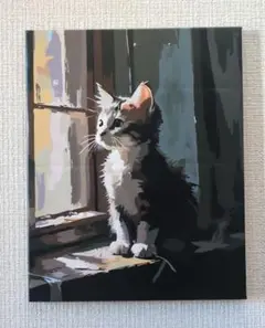 絵画　猫　アクリル画　５０cm✕４０cm