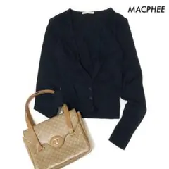 MACPHEE マカフィー★長袖カーディガン リブ編み 深Vネック ブラック 黒