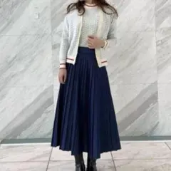 【新品タグ付】 ドレステリア デニム ナロープリーツスカート 大きめゆったりL