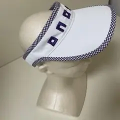 ホワイト・パープルチェック バイザー