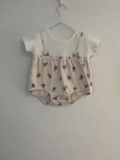 クマプリントロンパース ベージュ