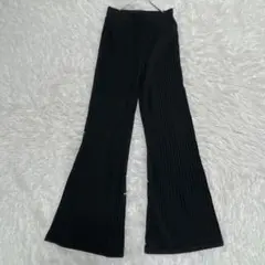 ヘインズ Hanes リブワイドパンツ　リラックス　ルームウェア　F 黒
