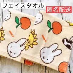 【新品】ミッフィー 仲間たち フェイスタオル 2枚組 ベージュ系 匿名配送