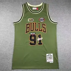 BULLS RODMAN 91番 オリーブグリーンジャージ