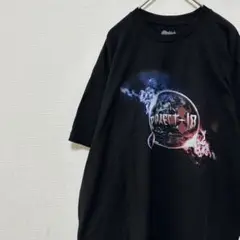 2NDSKIN Tシャツ アース 宇宙 プリント 黒 ブラック 古着