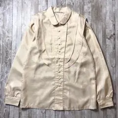 ヴィンテージ　長袖　シャツ　ブラウス　ベージュ　Mサイズ相当