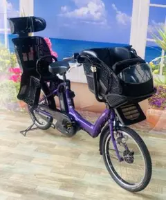 3571 電動自転車ヤマハ子供乗せ 20インチ 超高性能バッテリー パープル
