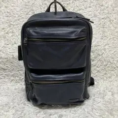 TUMI リュック　オールレザー　ビジネス　バックパック　ネイビー