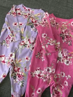 美品　【ネクスト】花柄ロンパース 足つきロンパース　3-6ヶ月 2枚セット