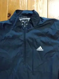 adidas ハーフジップ　ウインドブレーカージャケット 黒　サイズO