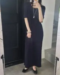 plageプラージュ Rib ハーフスリーブワンピース　リブ　ネイビー　38