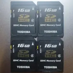 TOSHIBA 16GB SDHCメモリーカード 4枚セット◆