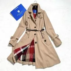 美品　ブルーレーベルクレストブリッジ　トレンチコート　ノバチェック　キャメル