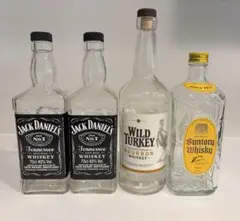 ウイスキー 空き瓶4本 ジャックダニエル 角ハイ ワイルドターキー
