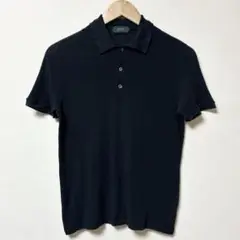美品 高級 ZANONE 半袖ニットポロシャツ ブラック コットン イタリア製