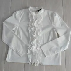 ZARA WOMAN フリル付きホワイトシャツＸS