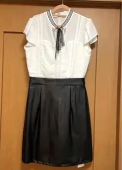 エミリアウィズ レザー切替ワンピース M