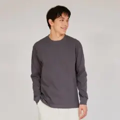Hanes BEEFY 長袖カットソー クルーネック ダークグレー