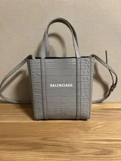 BALENCIAGA エブリデイトートバッグ XXS ライトグレー クロコダイル