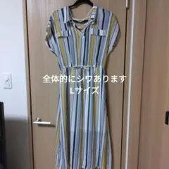 夏服最終セール価格レディースチッククリップ ノースリーブシャツワンピースLサイズ