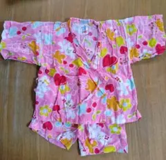 甚兵衛　ジンベエ　キッズ　花柄ピンク浴衣 110cm