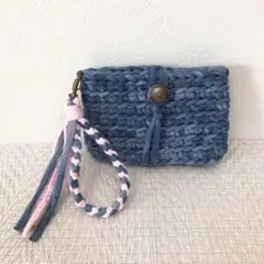 【9/3まで在庫処分】ズパゲッティ・タッセル付きポーチ