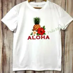 ALOHAパイナップルTシャツ♡フラダンス ハワイアン♡赤ハイビスカス アロハ