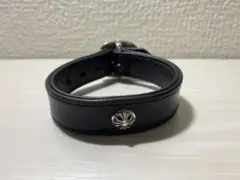 【クロムハーツ】レザーブレスレット(ブラック)