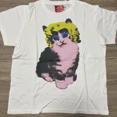 Keikiii 猫デザイン Tシャツ ホワイト