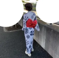さが美　浴衣　レディース　花柄　ネイビー　ホワイト