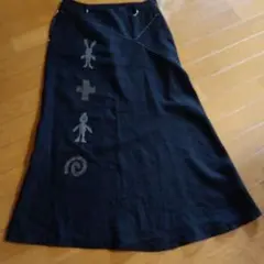 値下げ　ALBERO　刺繍デザイン 黒 ロングスカート