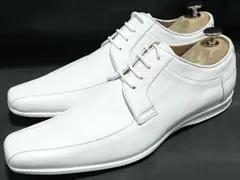 美品 HAWKINS Premium 7.5 レザードレスシューズ ホワイト 白