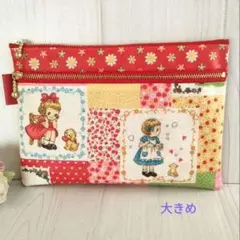 マーガレット＆ソフィ　大きめダブルファスナーポーチ　マスクケース　お薬手帳入れ