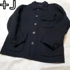 美品 ユニクロ +J ダブルフェイスオーバーサイズワークジャケット S ブラック