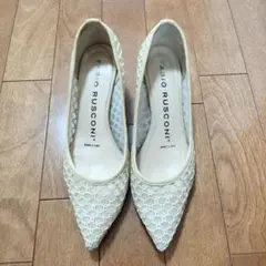 FABIO RUSCONI 37ベージュ レースパンプス