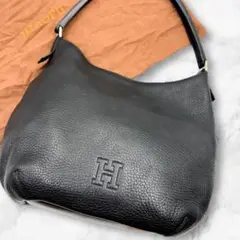 美品✨ヒロフ HIROFU ショルダーバッグ フィーネ　シボ革　ブラック 黒