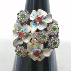 ■新品■ 桜 ブラック ジルコニア ホワイト シルバー 925 リング フラワー