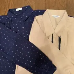 シャツ2枚セット　キャメルシャツ　BESSART ネイビーシャツmiarosa