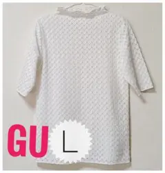 GU ジーユートップス レース Tシャツ カットソー 白 半袖 L サイズ