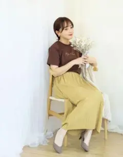 terawear emu プリーツ ロングスカート Mサイズ中黄