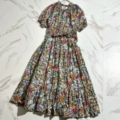極美品✨mii ベルトギャザー ロングワンピース ボリューム リボン スキッパー