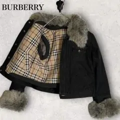 BURBERRY LONDON ファー デニムジャケット ノヴァチェック 100