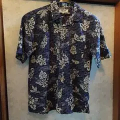 美品　FIRST DOWN ハワイアンシャツ M ネイビー　アロハシャツ　和柄風