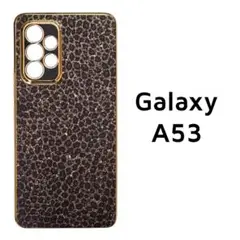 Galaxy A53 5G カバー 黒 ヒョウ柄 レオパード メッキ
