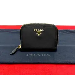 未使用保管品 プラダ サフィアーノ レザー ラウンドジップ コインケース 黒