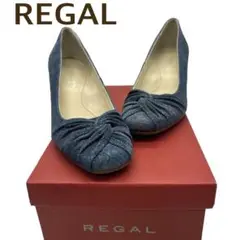 【極美品】REGAL プラチナム パンプス デニム調 ツイストデザイン 23 箱