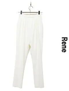 R367/美品 Rene イージーパンツ ハイウエスト タック 34 白