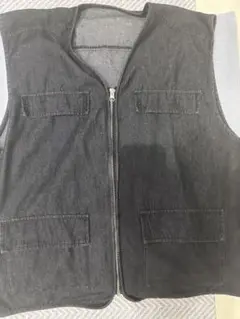 ダークデニム ジッパーベスト