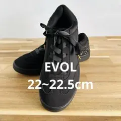 新品【EVOL】イーボル　ラメ　レースアップ スニーカー 黒　22~22.5cm