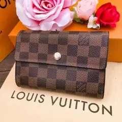 【美品】ルイヴィトン ダミエエベヌ ポルトフォイユアレクサンドラ 三つ折り財布